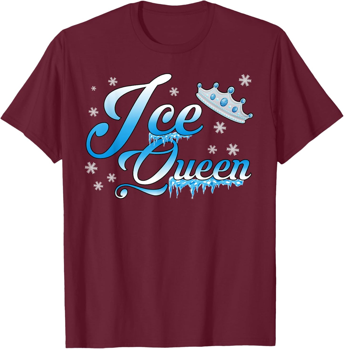 Ice Queen Winter Theme Birthday Party Girls Snow Themed Bday T-Shirt - T-Shirt | Maroon