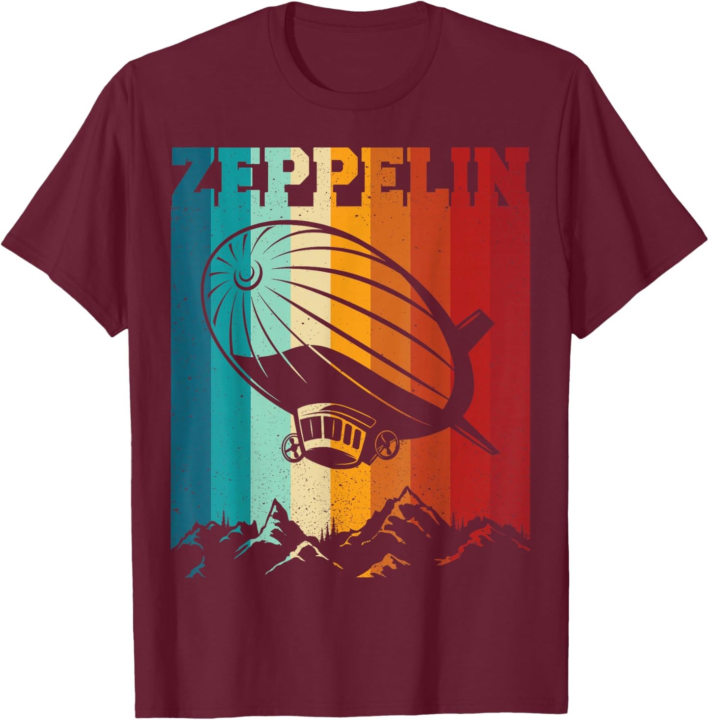 Dirigible Airship Retro Zeppelin 70s 80s Zepelin Zepplin T-Shirt - T-Shirt | Maroon