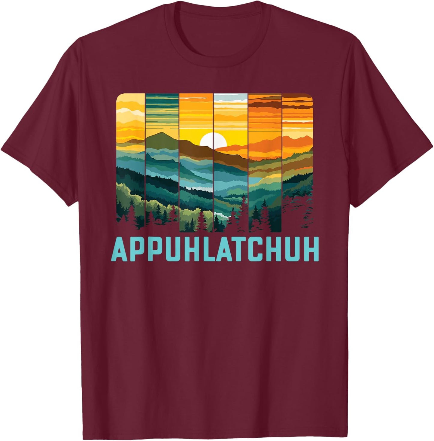 App Uh Latch Uh Appalachian Mountains Art T-Shirt - T-Shirt | Maroon