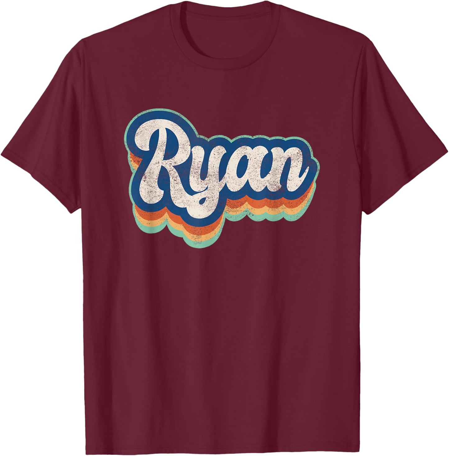 Ryan First Name Boy Vintage Style 70s 80s Personalized T-Shirt - T-Shirt | Maroon