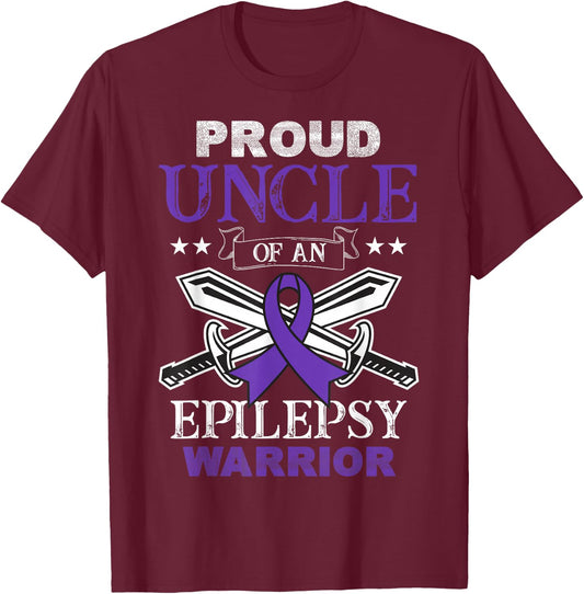 Proud Uncle Of An Epilepsy Warrior Family Matching Party T-Shirt - T-Shirt | Maroon