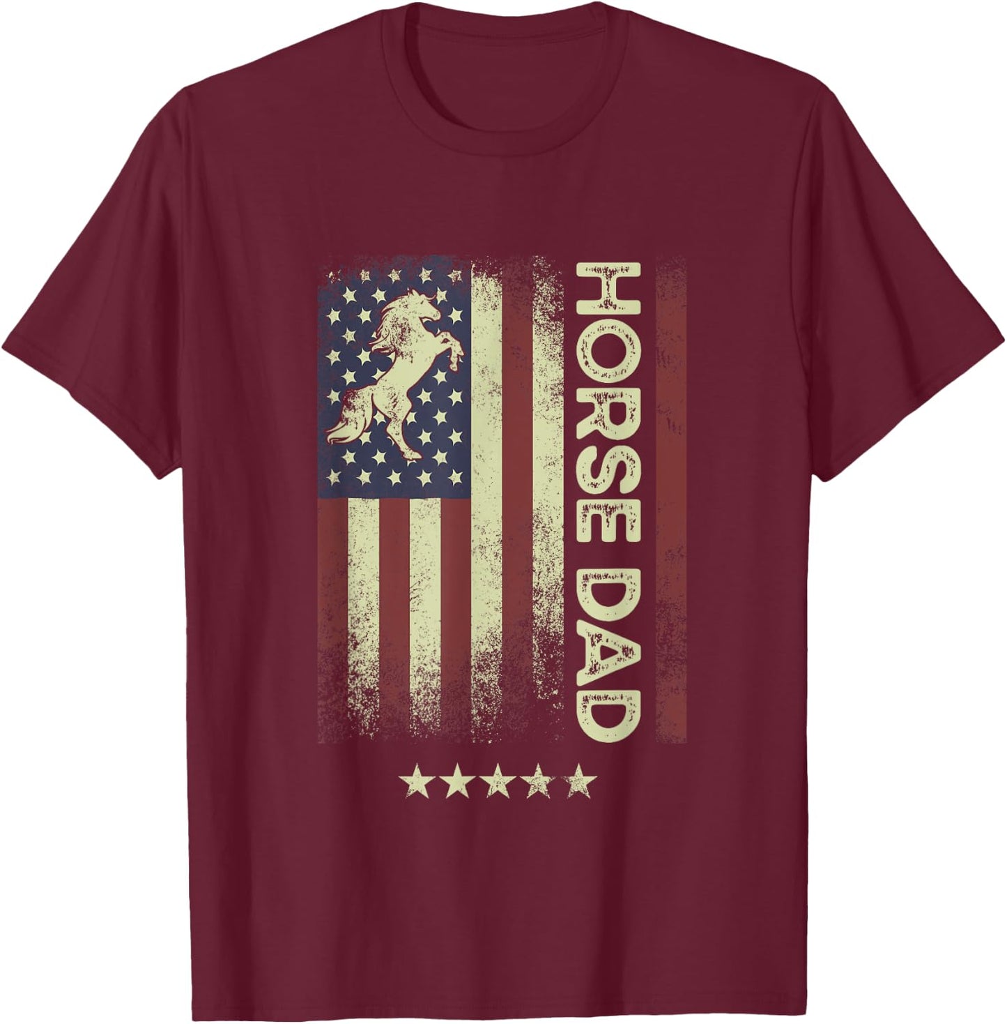 USA American Flag - Horse Dad Women Men T-Shirt - T-Shirt | Maroon