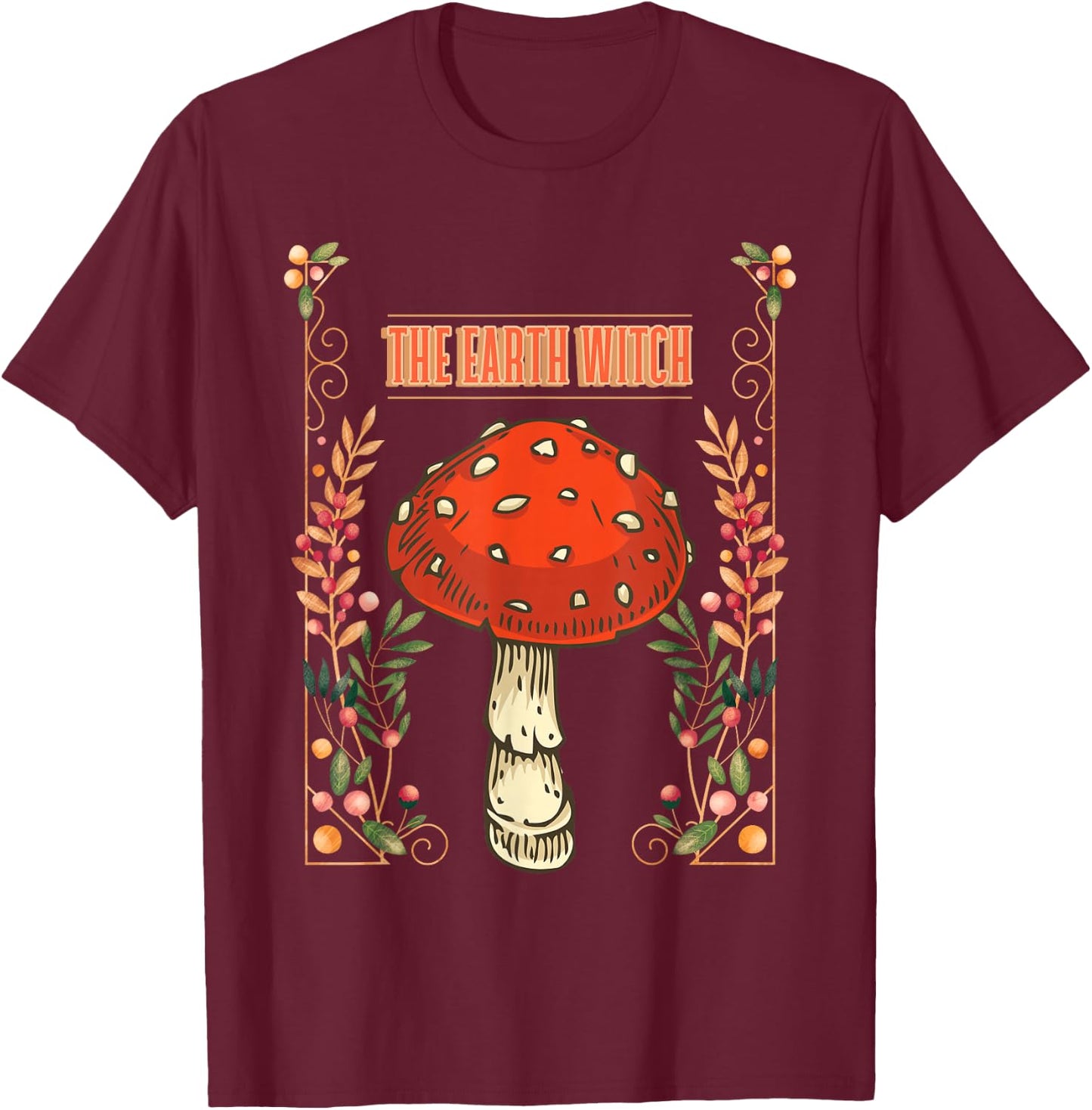 Fairy Core Goblinecore Cottagecore Earth Witch Mushroom T-Shirt - T-Shirt | Maroon
