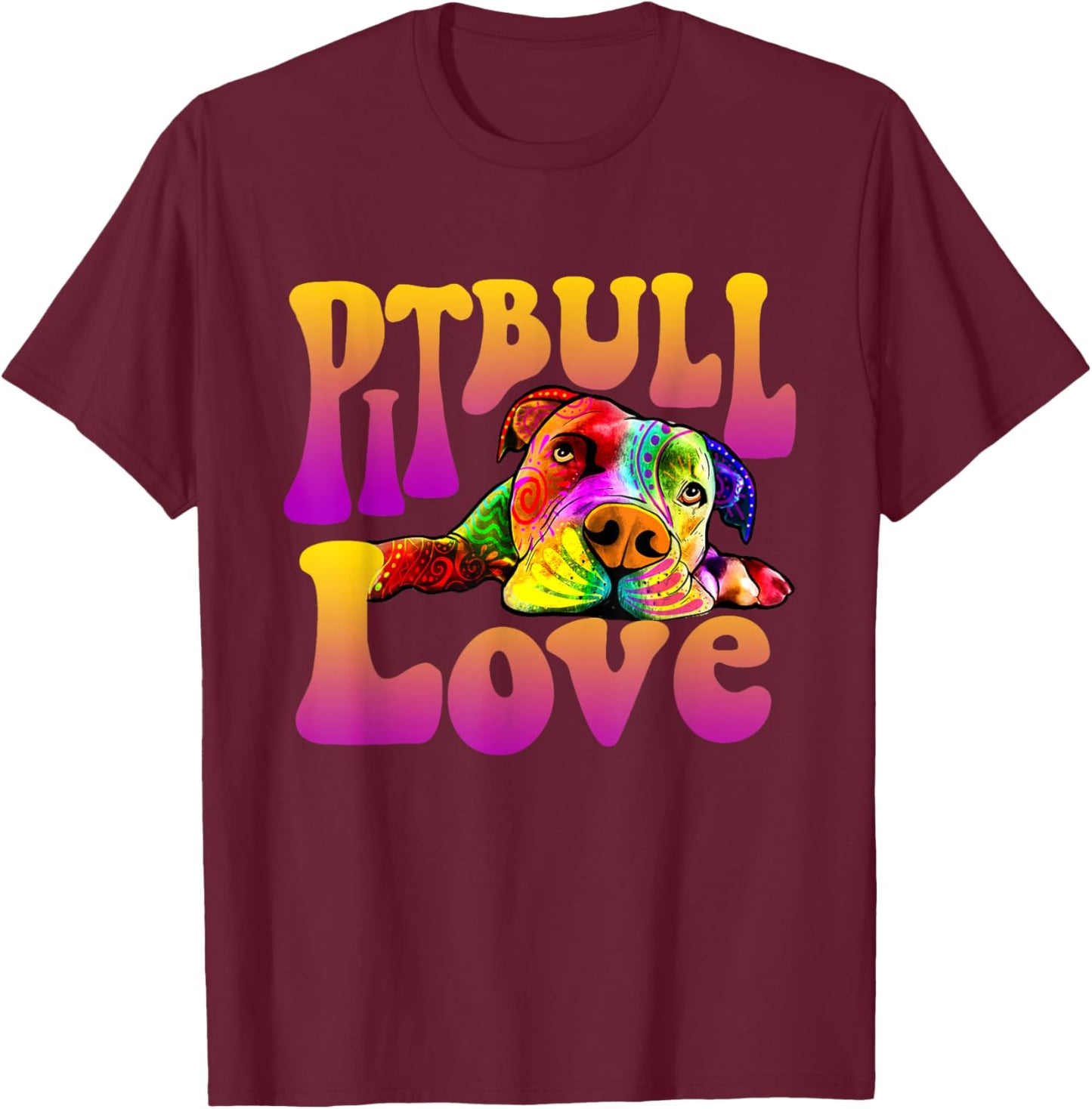 Pitbull Love - Dog Owner Canine Lover Pet Trainer Men Women Kids T-Shirt - T-Shirt | Maroon