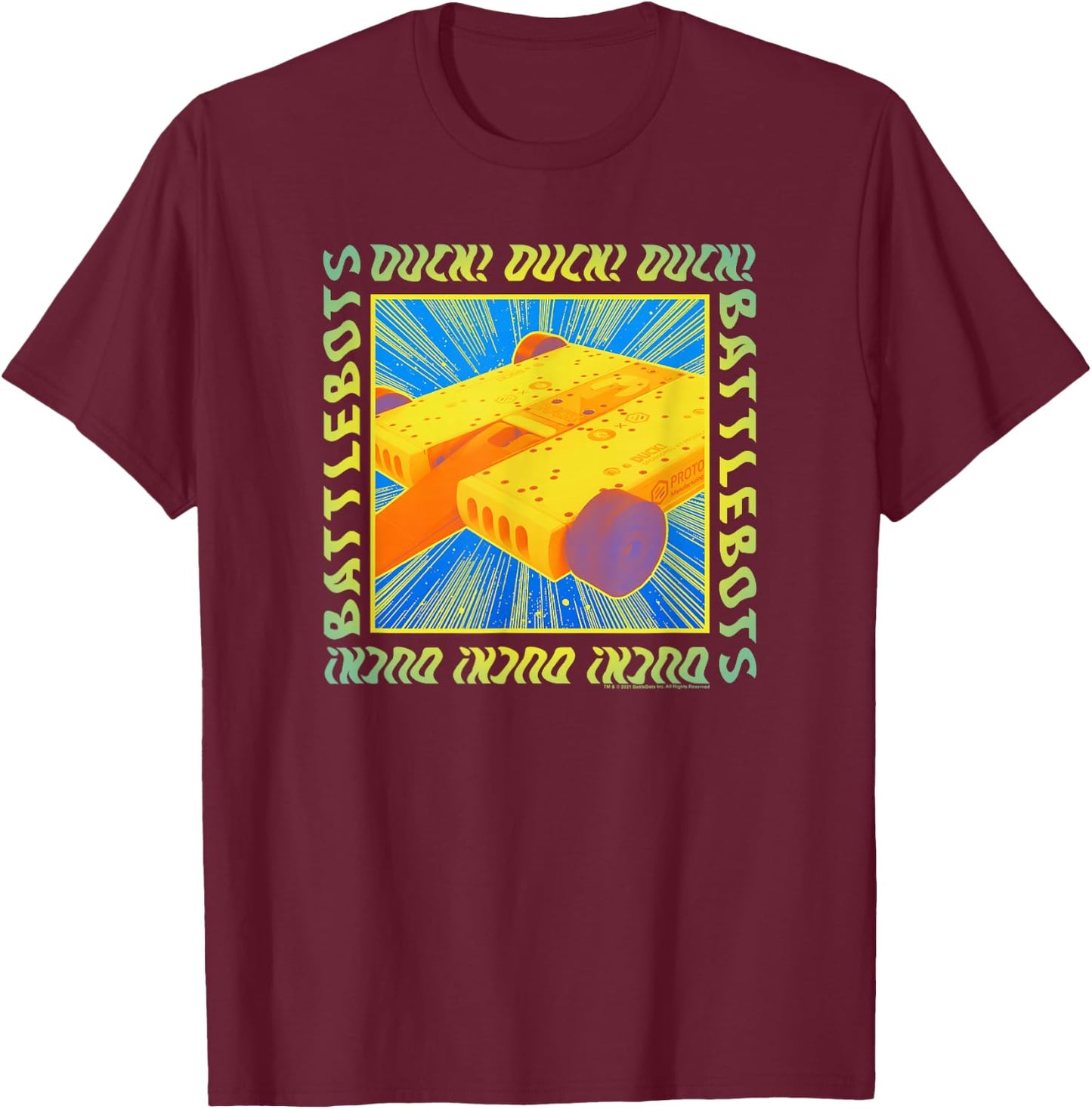 BattleBots Duck Centered Box Up T-Shirt - T-Shirt | Maroon