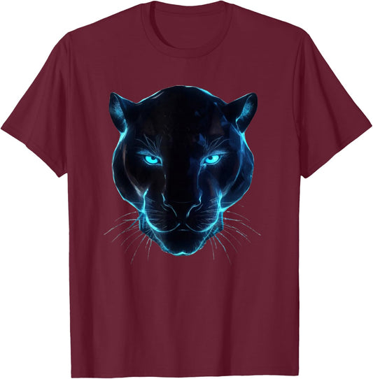 black panther head light for lovers Animal leopard & jaguar T-Shirt - T-Shirt | Maroon