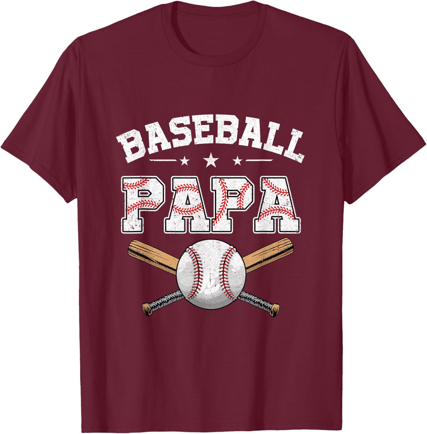 Baseball Papa For Fathers Day Baseball Lovers T-Shirt - T-Shirt | Maroon