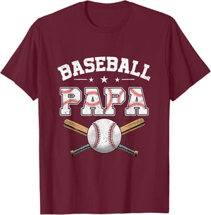 Baseball Papa For Fathers Day Baseball Lovers T-Shirt - T-Shirt | Maroon