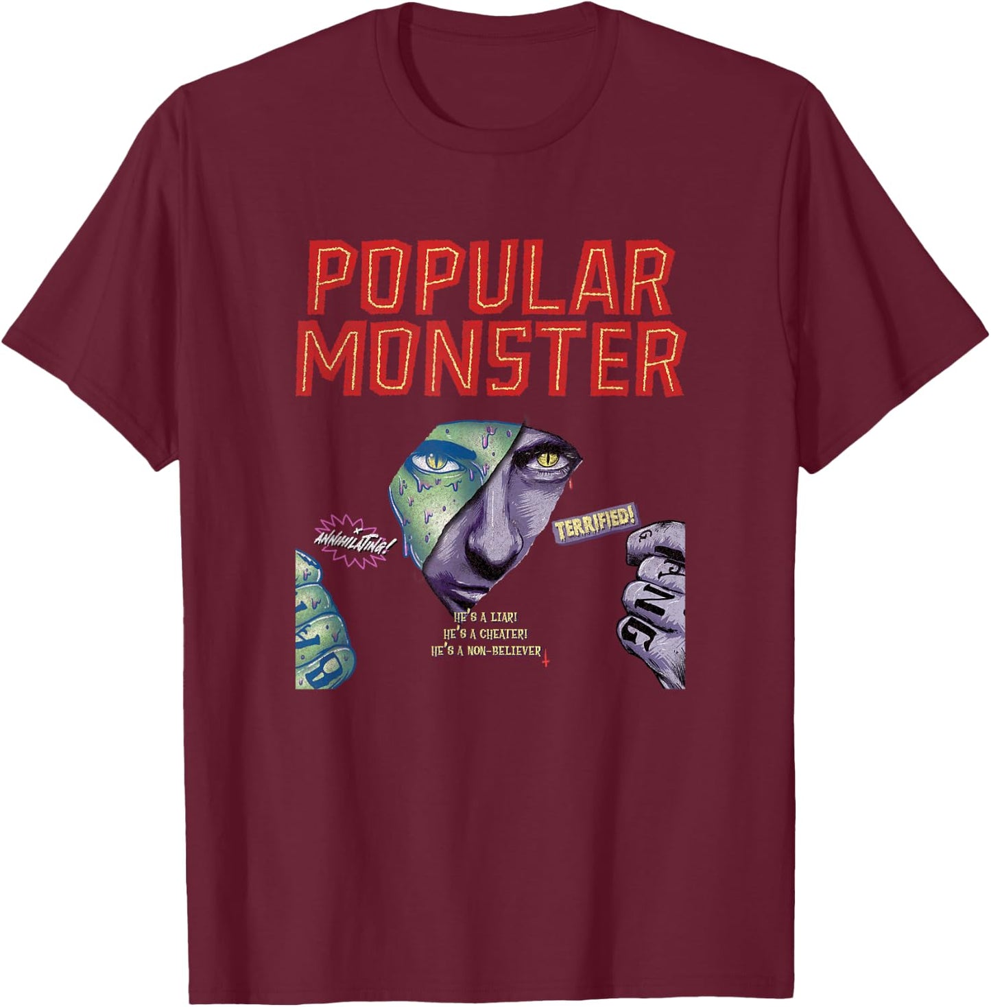 Falling In Reverse - Official Merchandise - Popular Monster T-Shirt - T-Shirt | Maroon