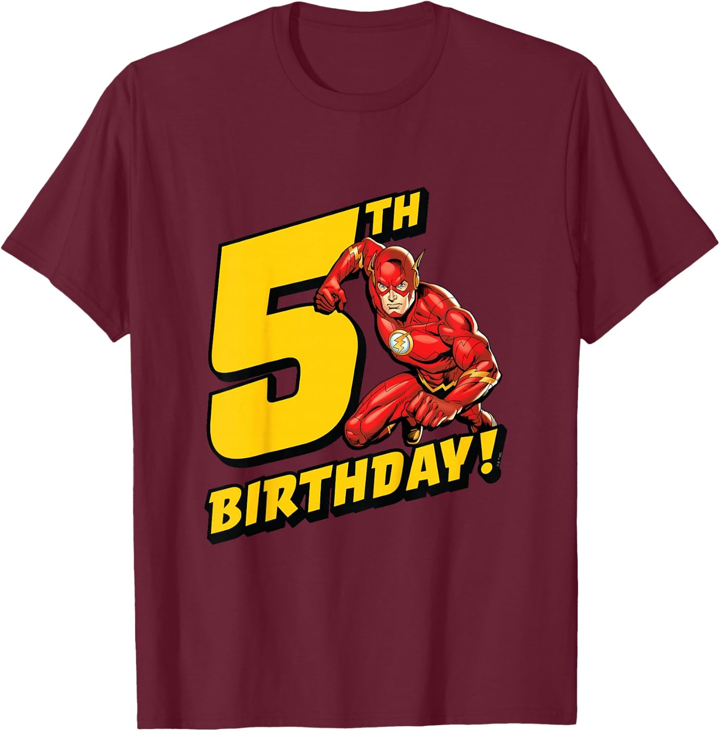 Kids The Flash 5th Birthday T-Shirt - T-Shirt | Maroon