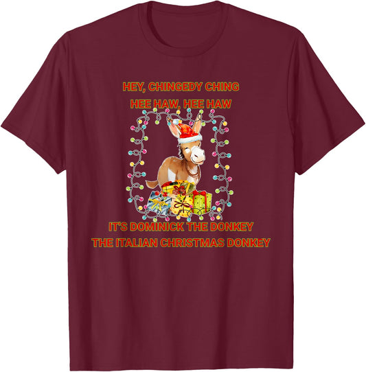 Holiday Italian Christmas Donkey Dominick The Donkey T-Shirt - T-Shirt | Maroon