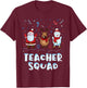 Christmas Teacher Squad Xmas Teacher Reindeer Santa Snowman T-Shirt - T-Shirt | Maroon