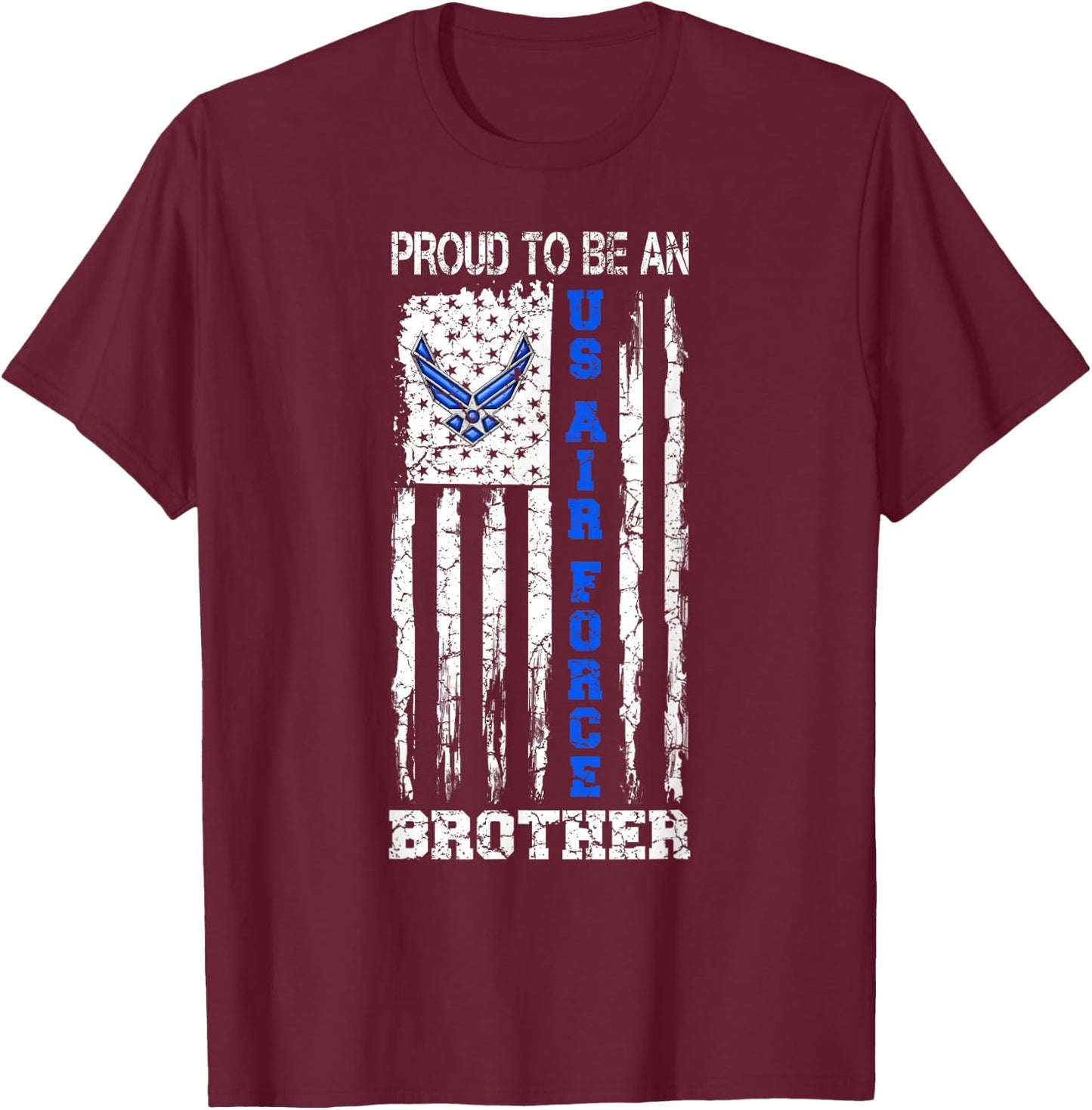 Vintage USA Flag Proud To Be An US Air Force Brother T-Shirt - T-Shirt | Maroon