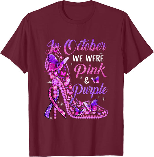 Butterfly Breast Cancer Awareness And Domestic Violence T-Shirt - T-Shirt | Maroon
