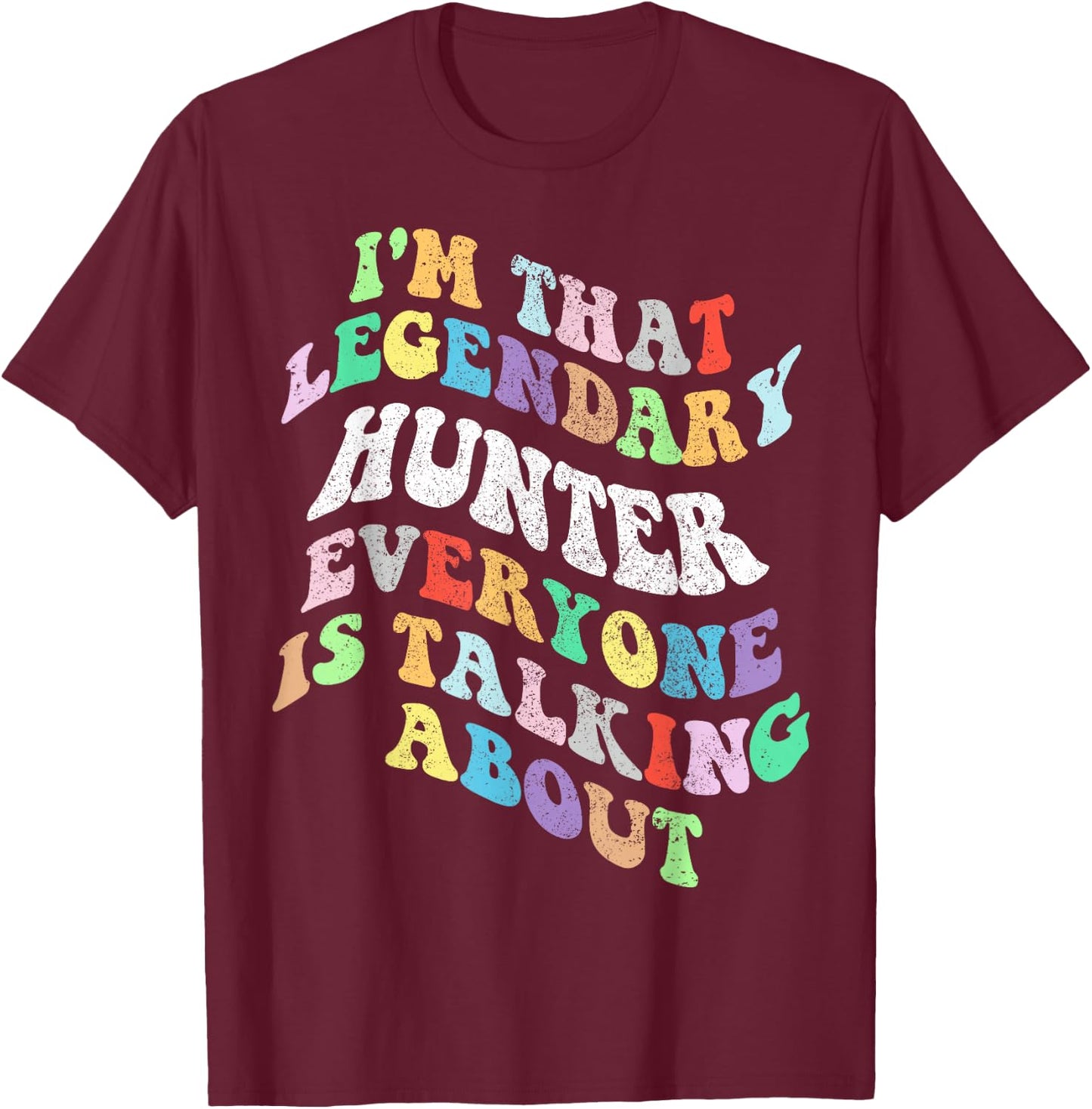Retro Groovy Hunter Personal First Name Funny Mothers Day T-Shirt - T-Shirt | Maroon