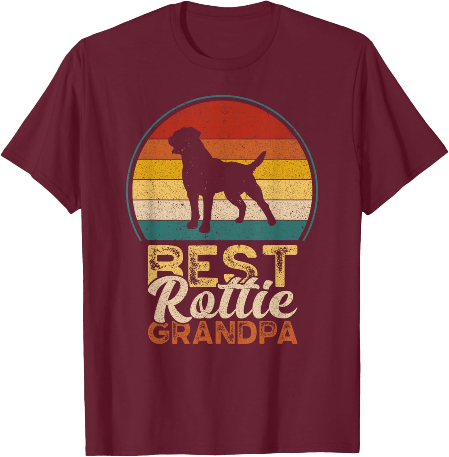 Best Rottie Grandpa, Father's Day, Rottweiler Grandfather T-Shirt - T-Shirt | Maroon