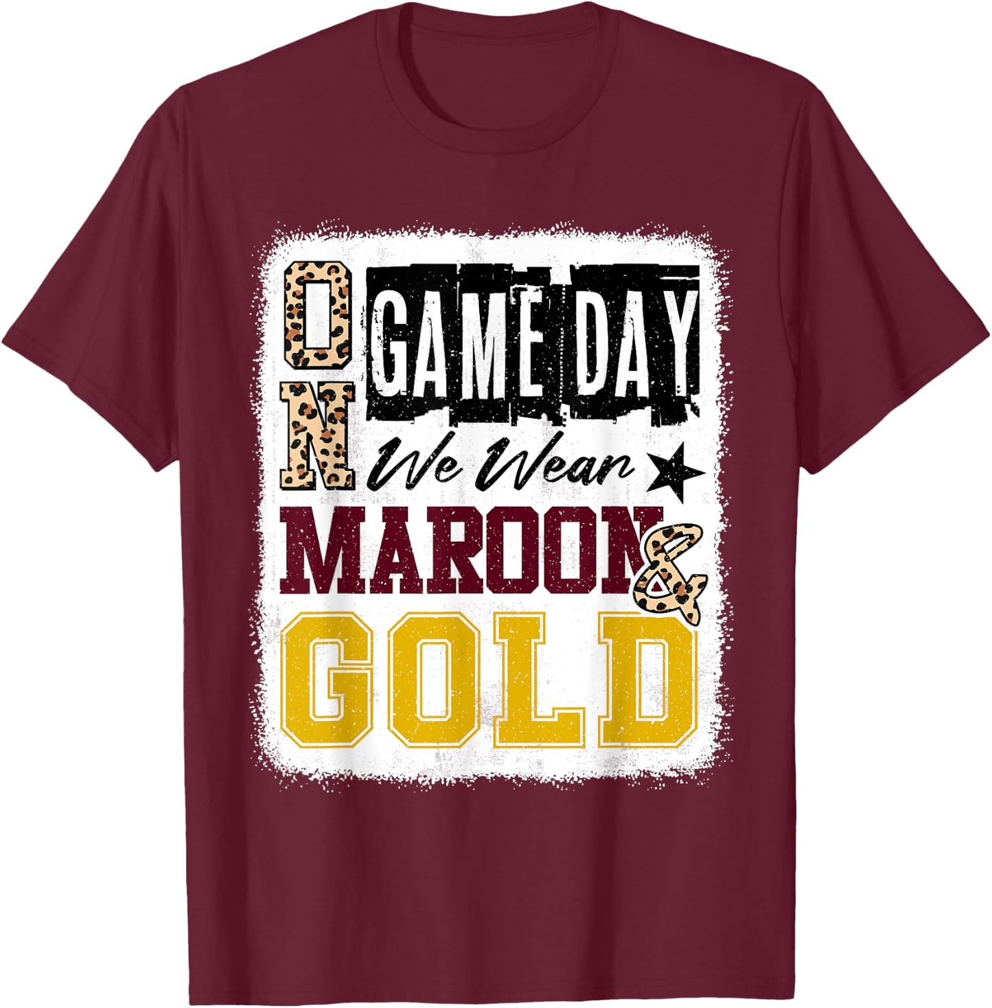 On Gameday Football We Wear Maroon And Gold School Spirit T-Shirt - T-Shirt | Maroon