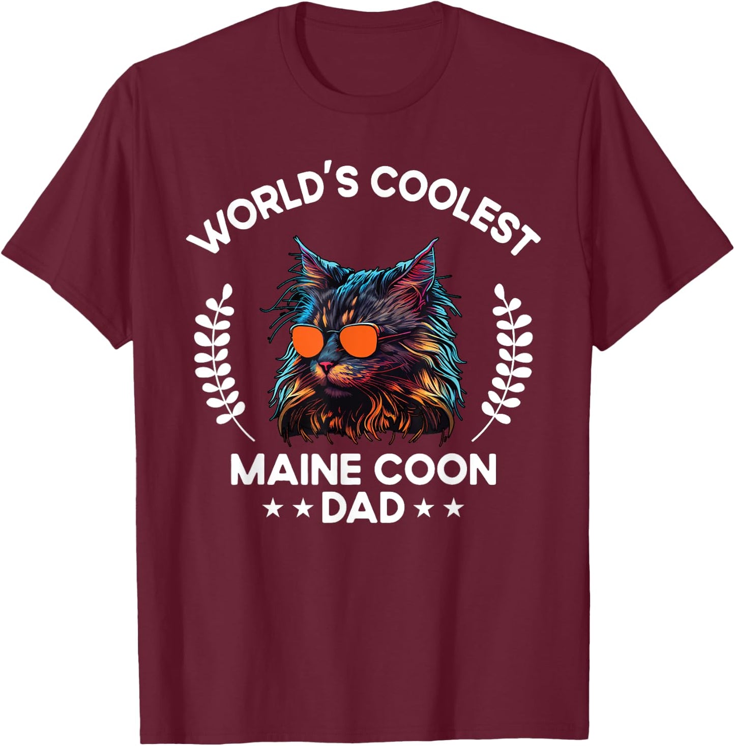World's Coolest Dog Dad Papa - Men Maine Coon Cat T-Shirt - T-Shirt | Maroon