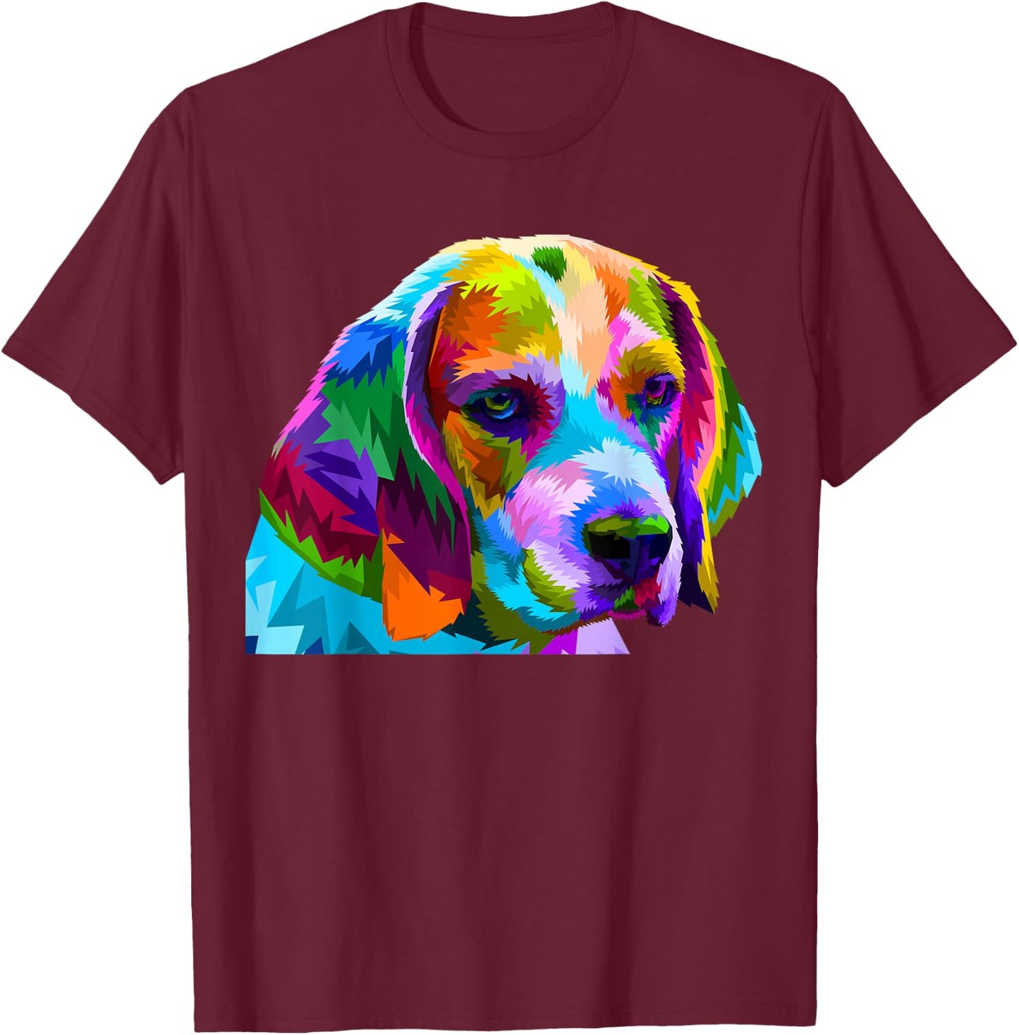 Beagle in Colorful Pop Art Design for Dog Owners T-Shirt - T-Shirt | Maroon