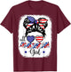 All American Girl Shirt USA Flag 4th July Women Kids Patriot T-Shirt - T-Shirt | Maroon