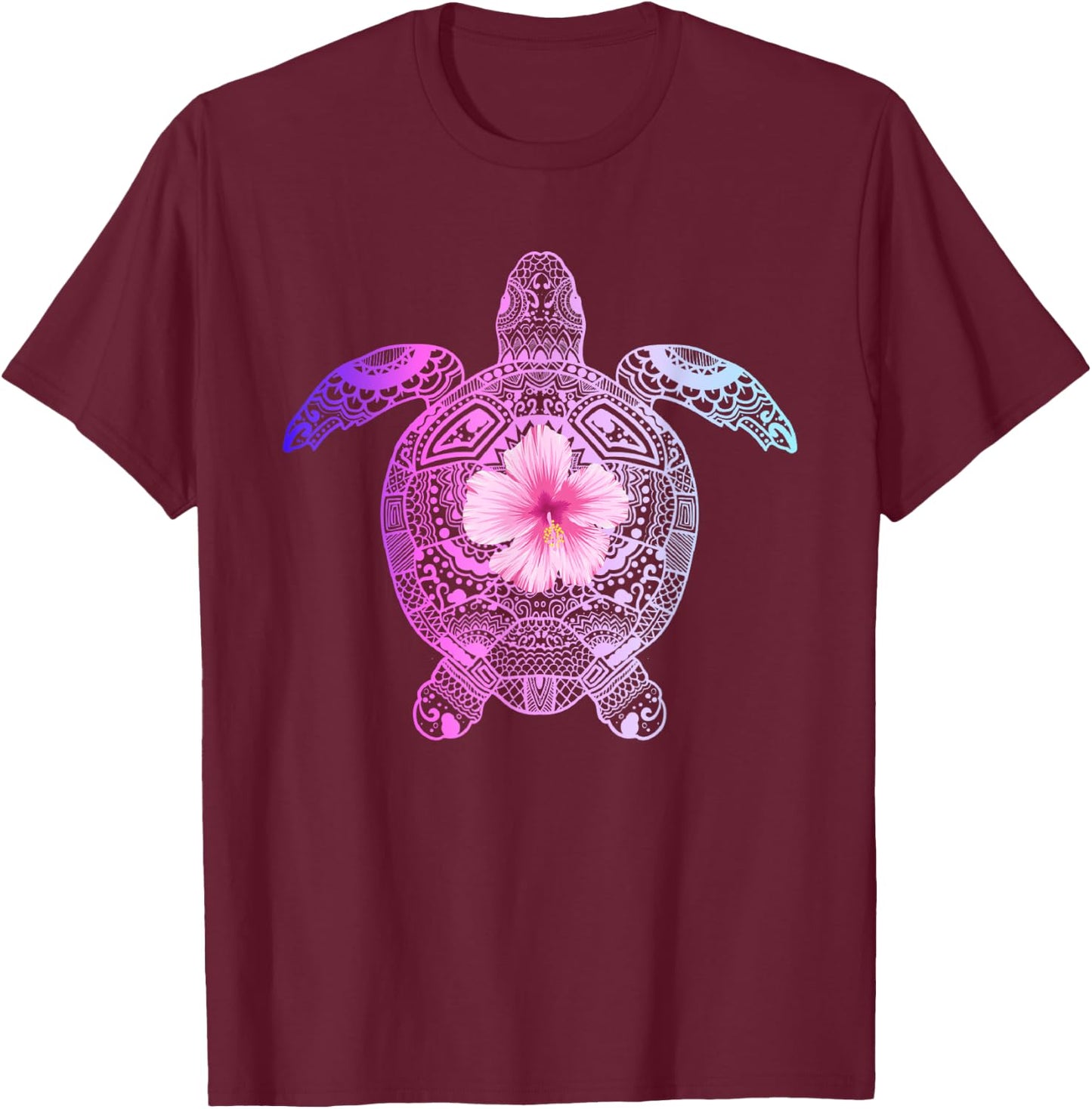 Hawaiian Tie Dye Sea Turtle, Hawaii and Wwomen T-Shirt - T-Shirt | Maroon