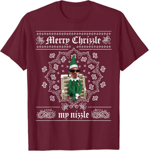 Christmas Elf Gangster Merry Chrizzle OG Bandana Design T-Shirt - T-Shirt | Maroon
