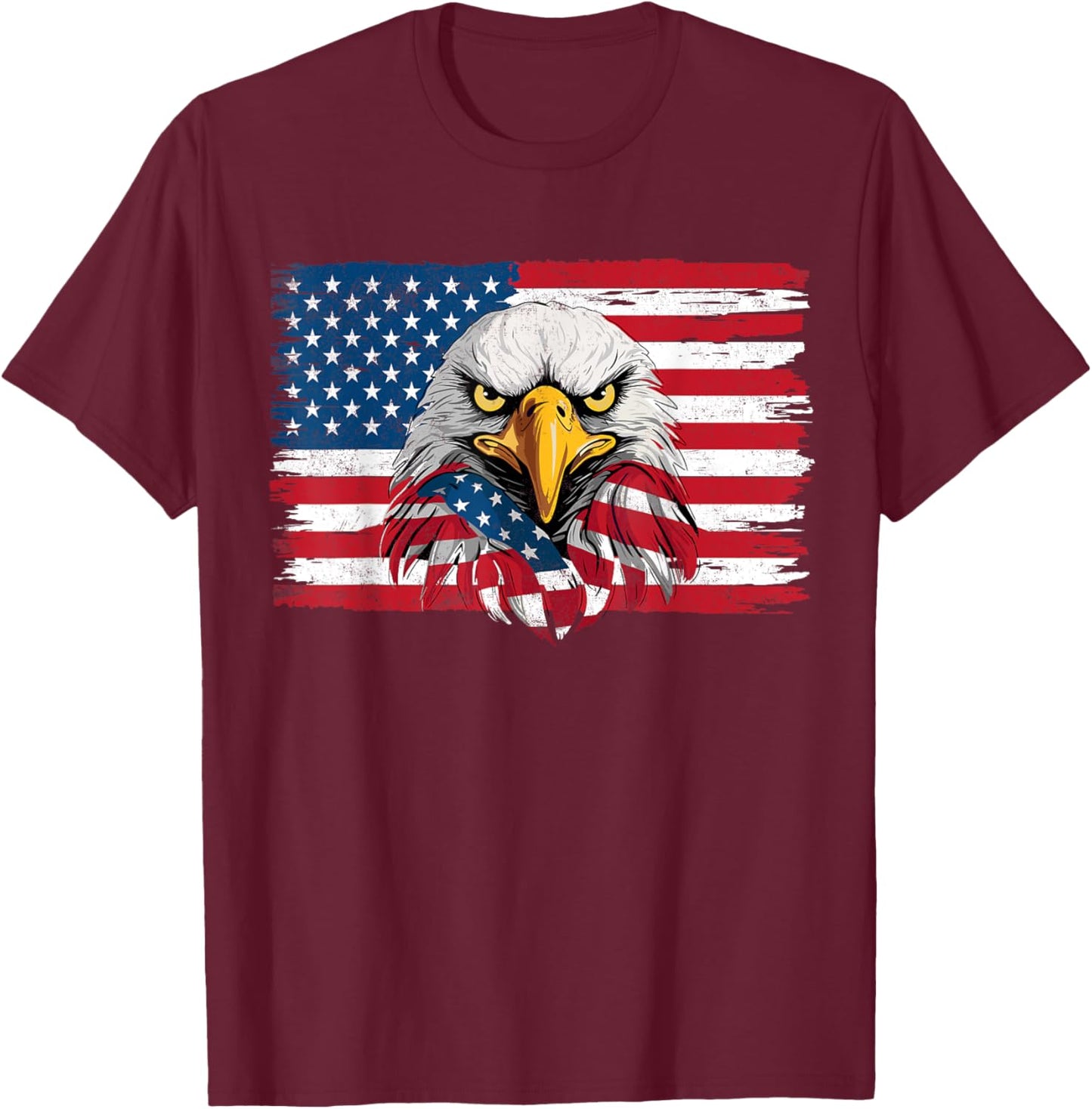 American Bald Eagle 4th Of July US Flag Patriotic Boys Men T-Shirt - T-Shirt | Maroon