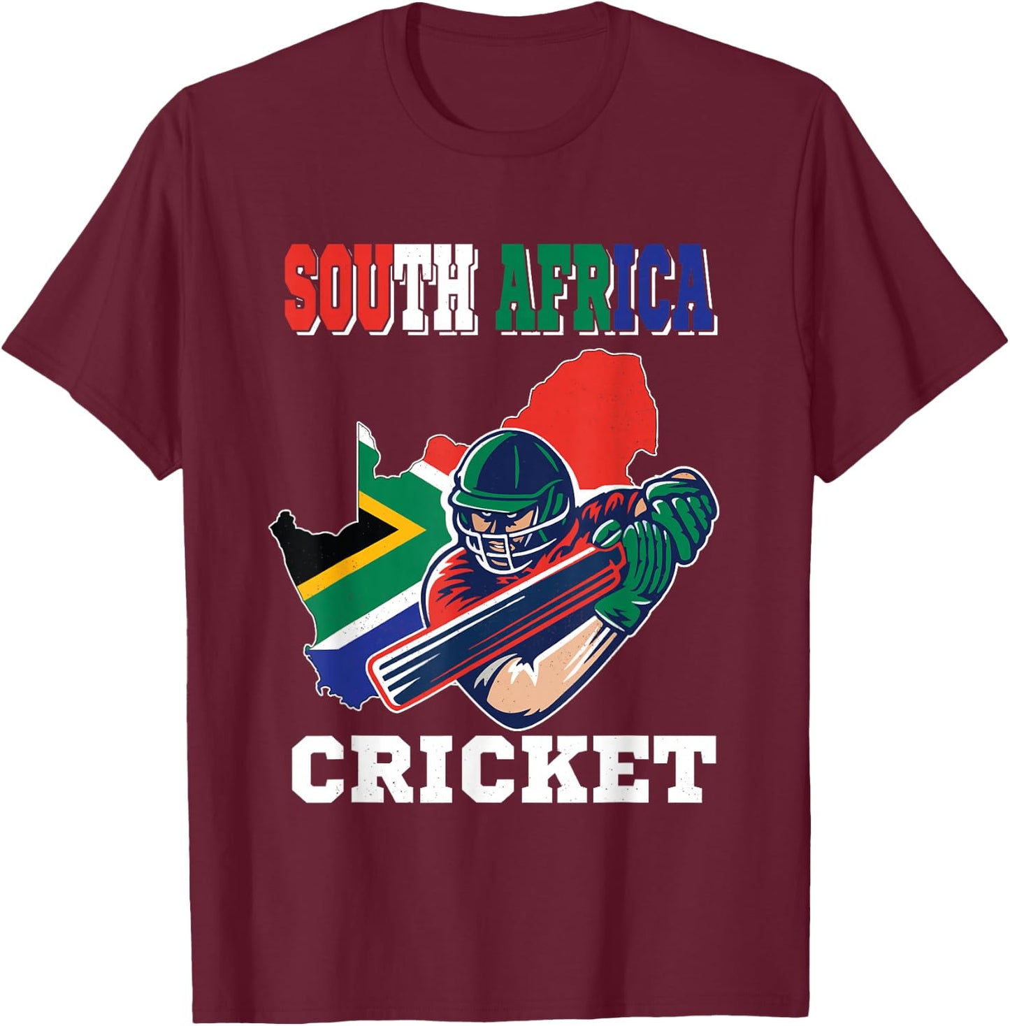 South Africa Cricket Player Flag Jersey Afrikaans Sports T-Shirt - T-Shirt | Maroon