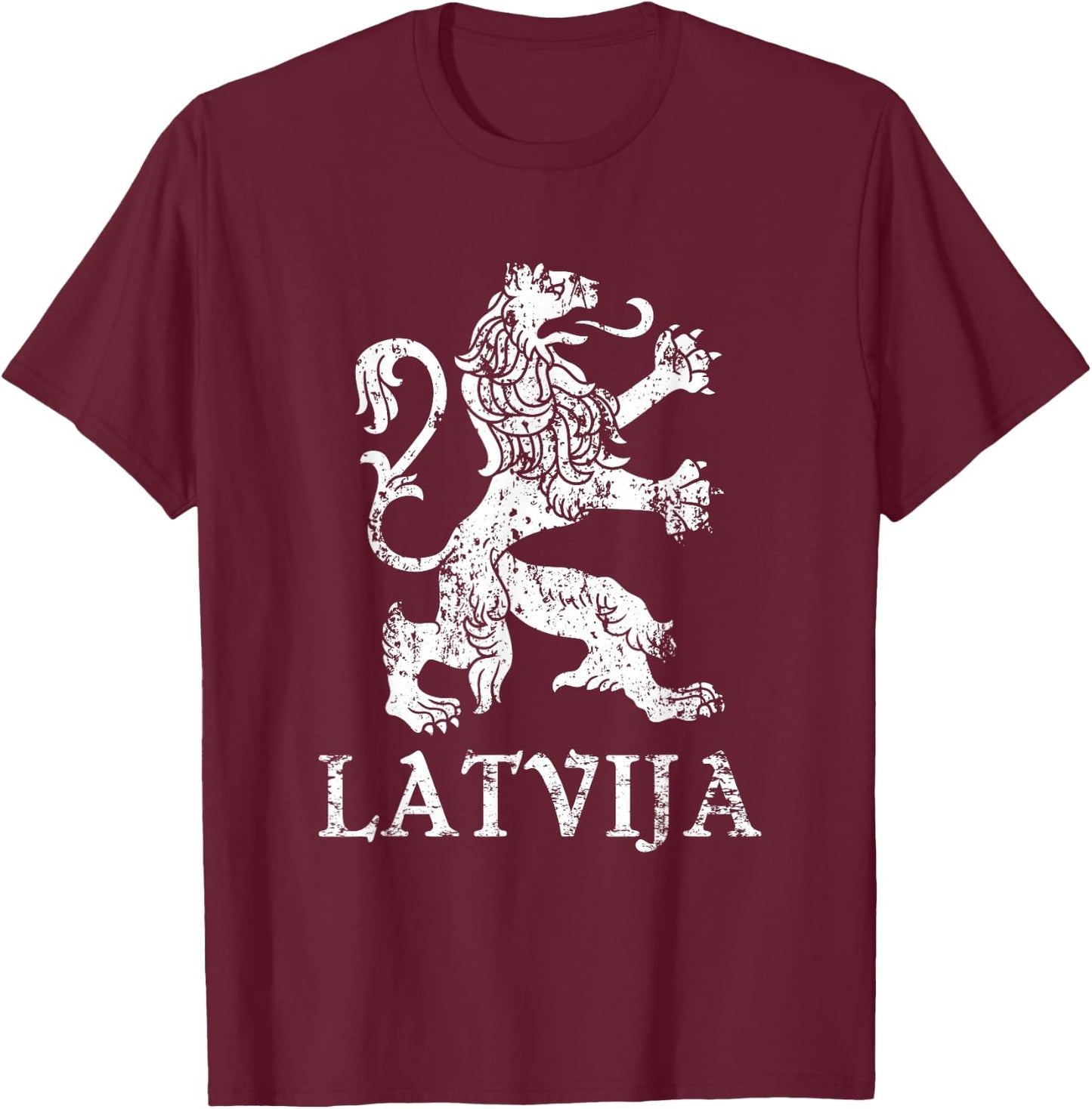 Latvija Latvia Lion Symbol Latvian Pride T-Shirt - T-Shirt | Maroon
