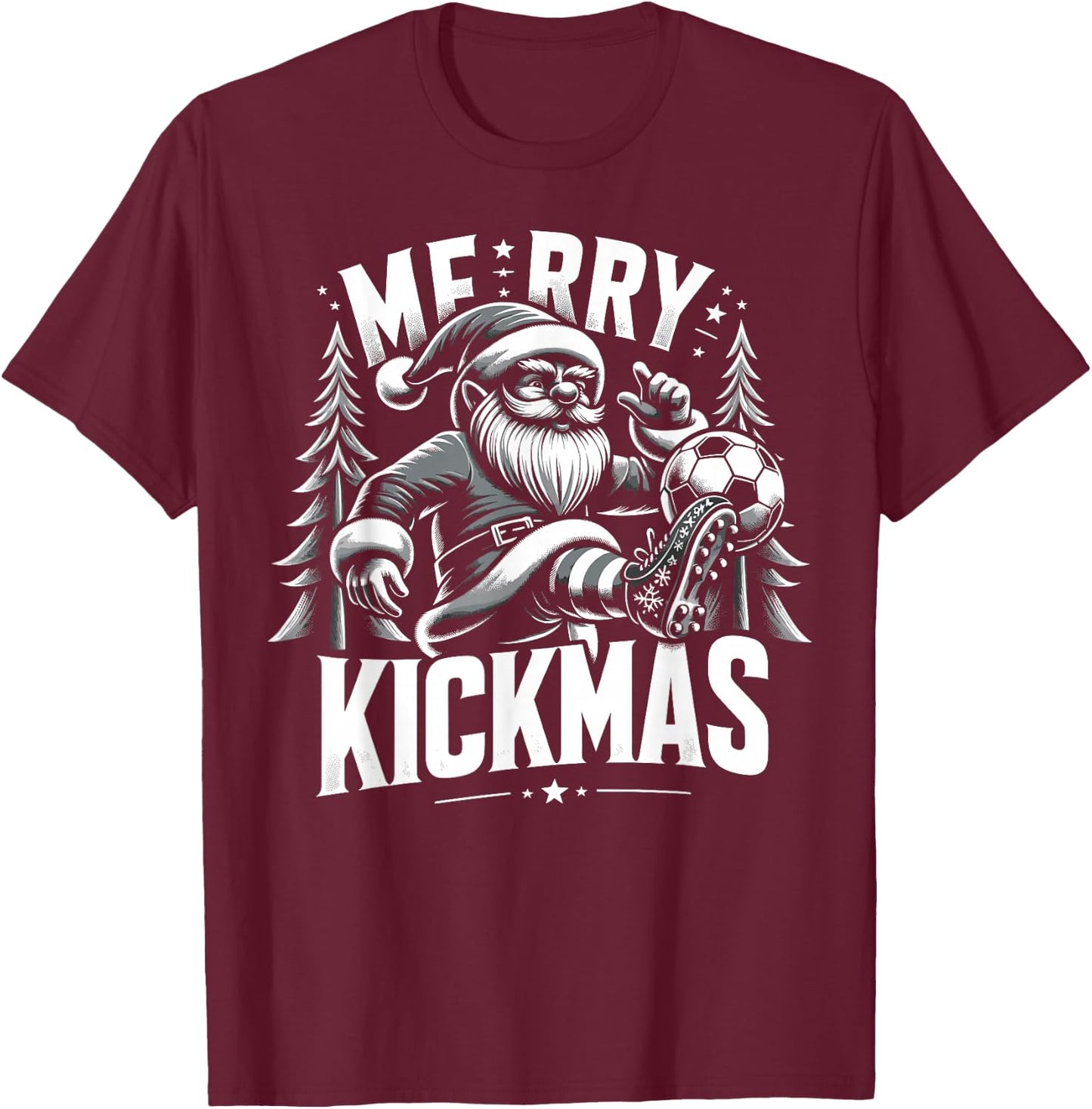 Soccer Gnome Merry Kickmas, Soccer Christmas T-Shirt - T-Shirt | Maroon