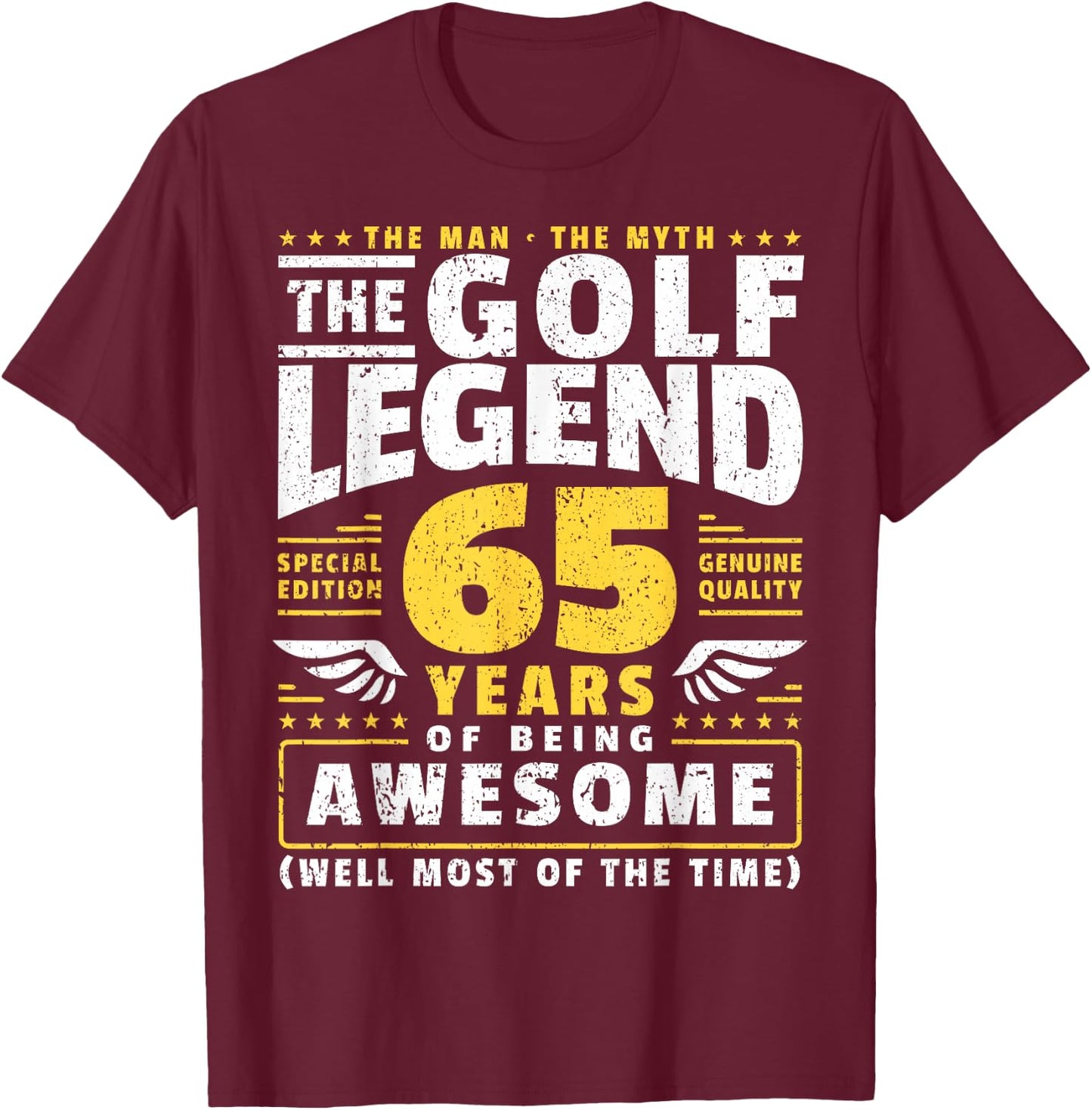 65th Birthday Golf Player 65 Years Old Golfer T-Shirt - T-Shirt | Maroon