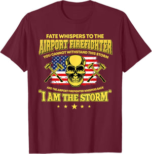 Proud Airport Firefighter Aircraft Rescue Firefighting T-Shirt - T-Shirt | Maroon