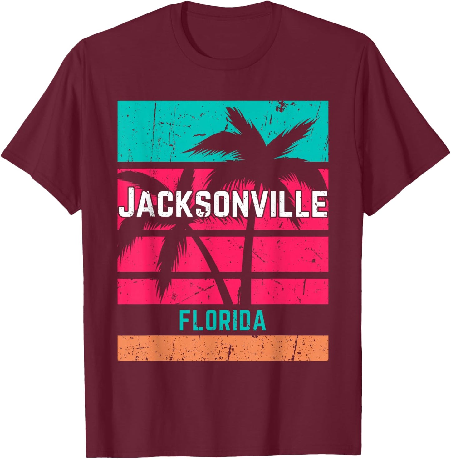 Jacksonville Florida Vacation Souvenir Surfing Vintage T-Shirt - T-Shirt | Maroon