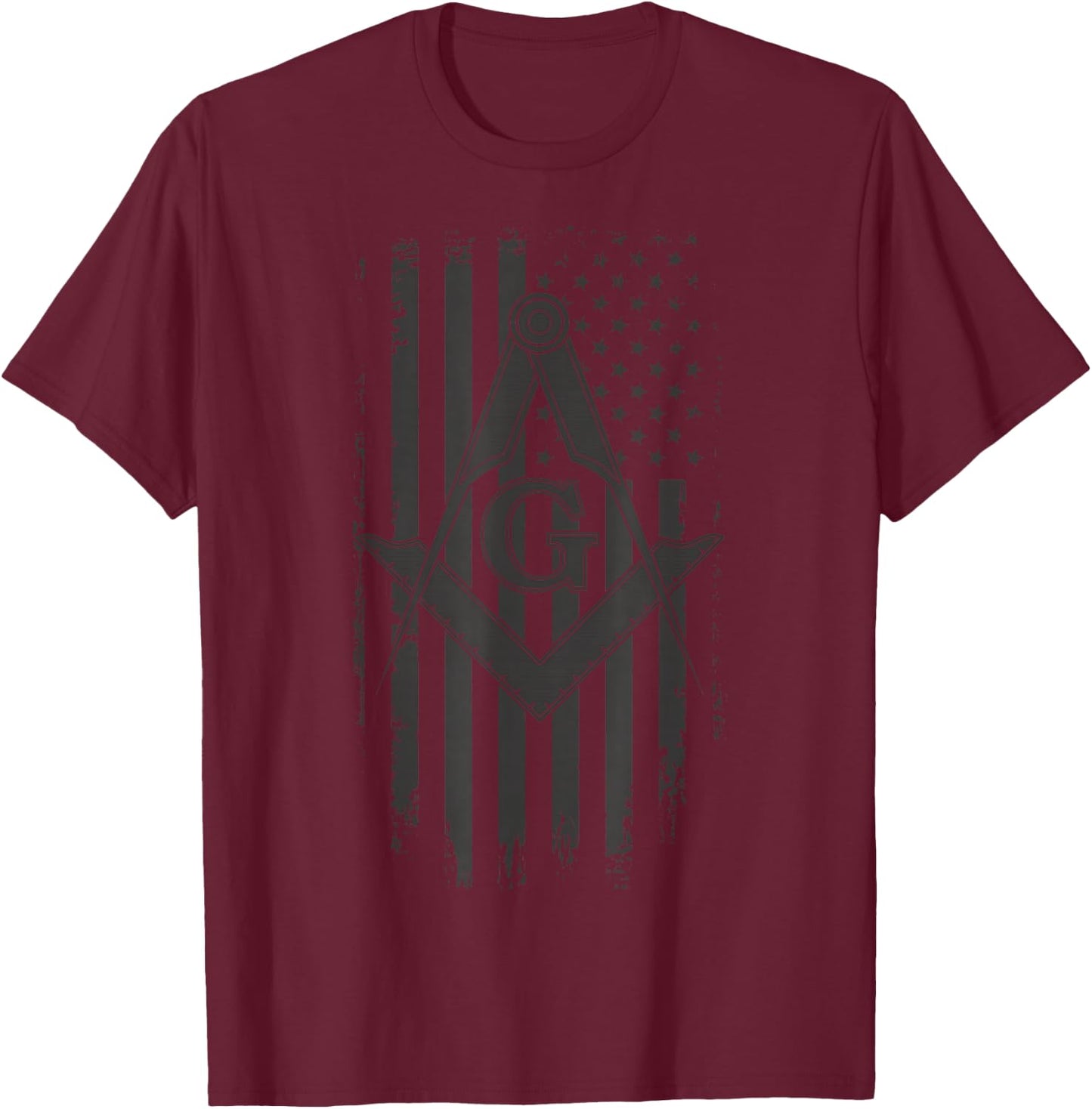 Masonic American Flag Square and Compass - Freemason T-Shirt - T-Shirt | Maroon