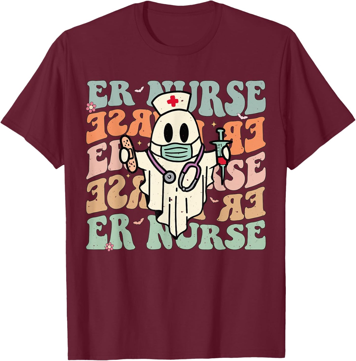 Groovy Emergency Room Nurse Funny Halloween Costume ER Nurse T-Shirt - T-Shirt | Maroon