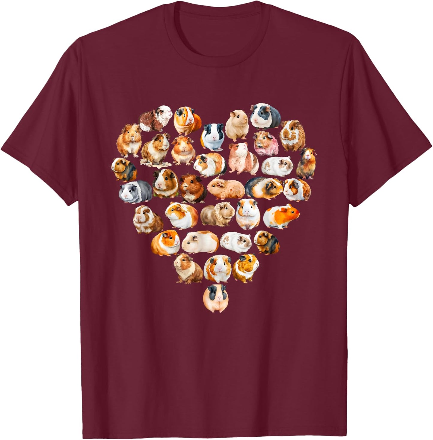 Guinea Pigs Love Heart of Kids Women Teen Girls T-Shirt - T-Shirt | Maroon