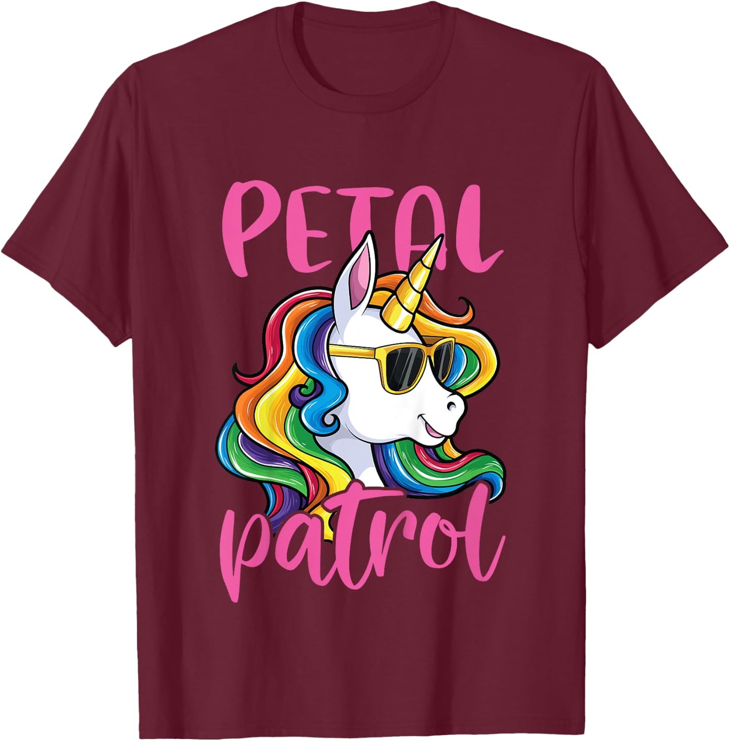 Flower Girl Shirt Girls Kids Wedding Unicorn Petal Patrol T-Shirt - T-Shirt | Maroon