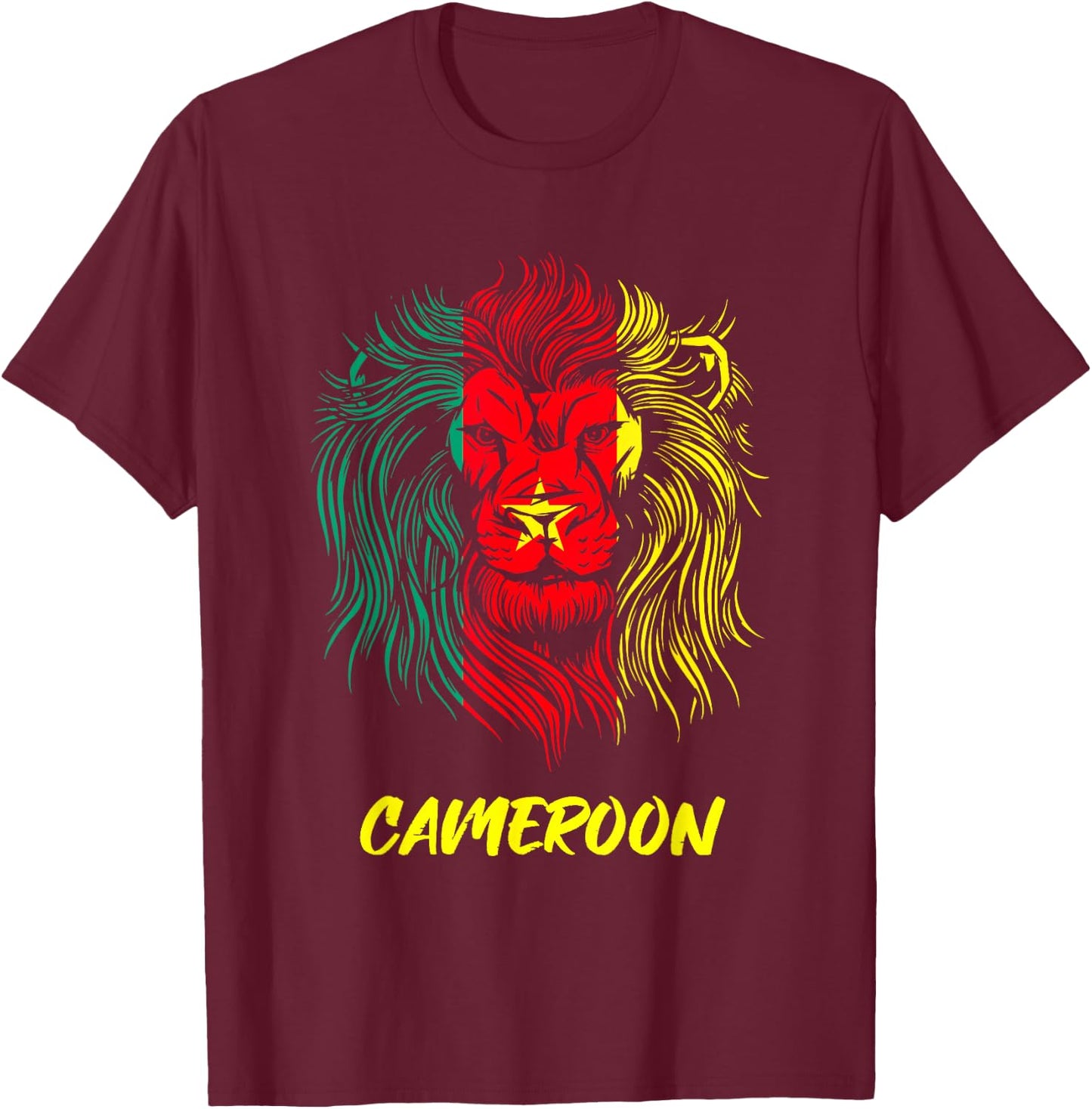 Cameroon Lovers Home Lion Flag Cameroon T-Shirt - T-Shirt | Maroon
