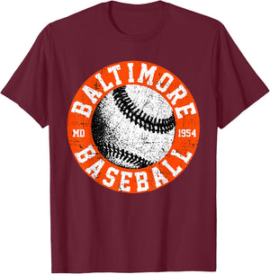 Baltimore Baseball Retro Vintage Design Baseball Lover T-Shirt - T-Shirt | Maroon
