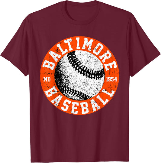 Baltimore Baseball Retro Vintage Design Baseball Lover T-Shirt - T-Shirt | Maroon