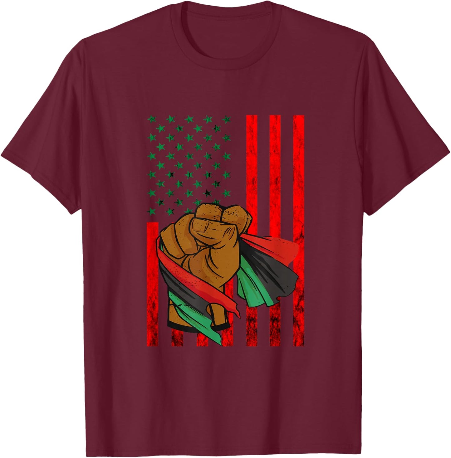Afro-American Black Liberation Flag Pan African UNIA Flag T-Shirt - T-Shirt | Maroon