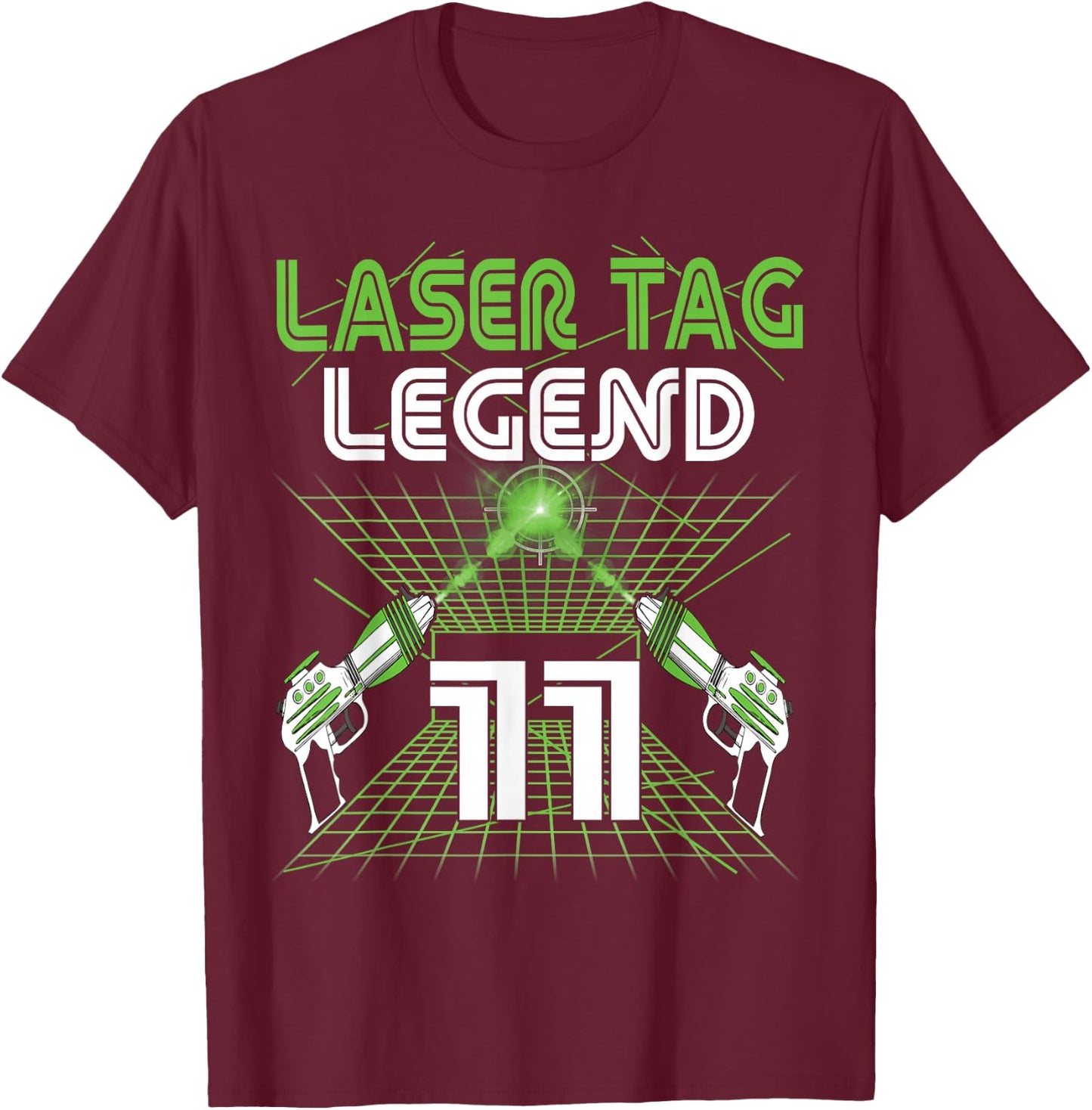 Lasertag Birthday Party - laser tag 11 years birthday T-Shirt - T-Shirt | Maroon