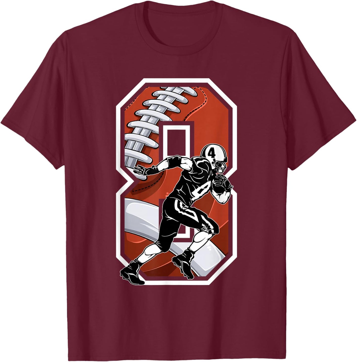 I'm 8 Years Old Football Player 8th Birthday Boys Kids T-Shirt - T-Shirt | Maroon