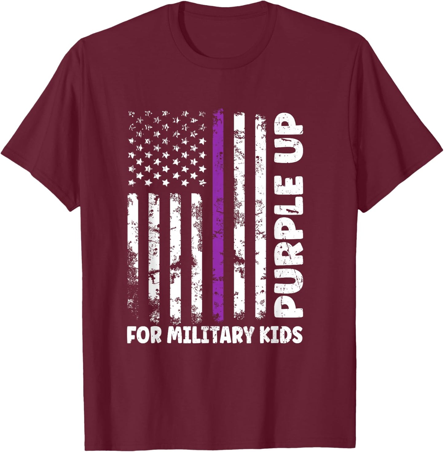 Purple Up for Military Kids Shirt Month Military Child Flag T-Shirt - T-Shirt | Maroon