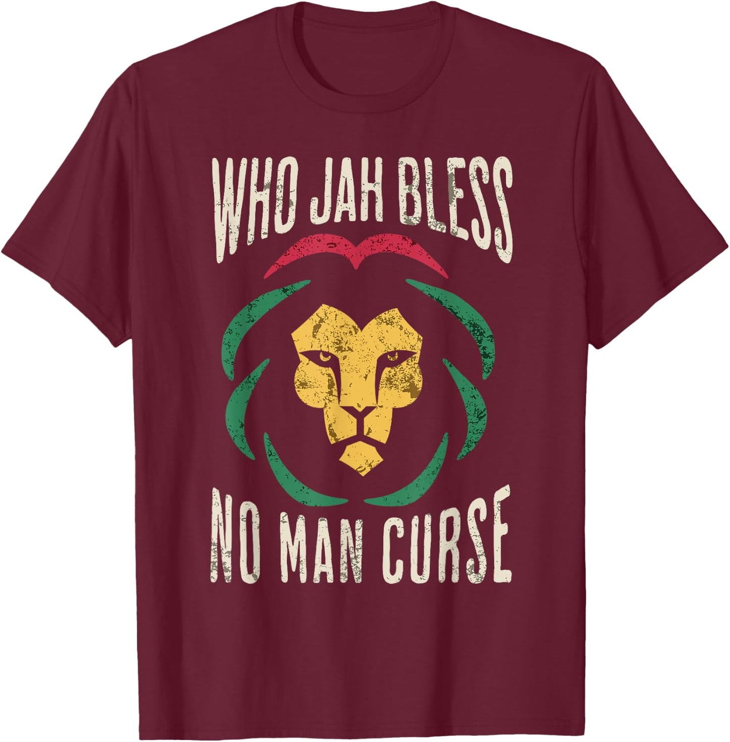Who Jah Bless No Man Curse - Rastafarian T-Shirt - T-Shirt | Maroon