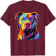 Watercolour Colourful Staffordshire Bull Terrier Dogs T-Shirt - T-Shirt | Maroon