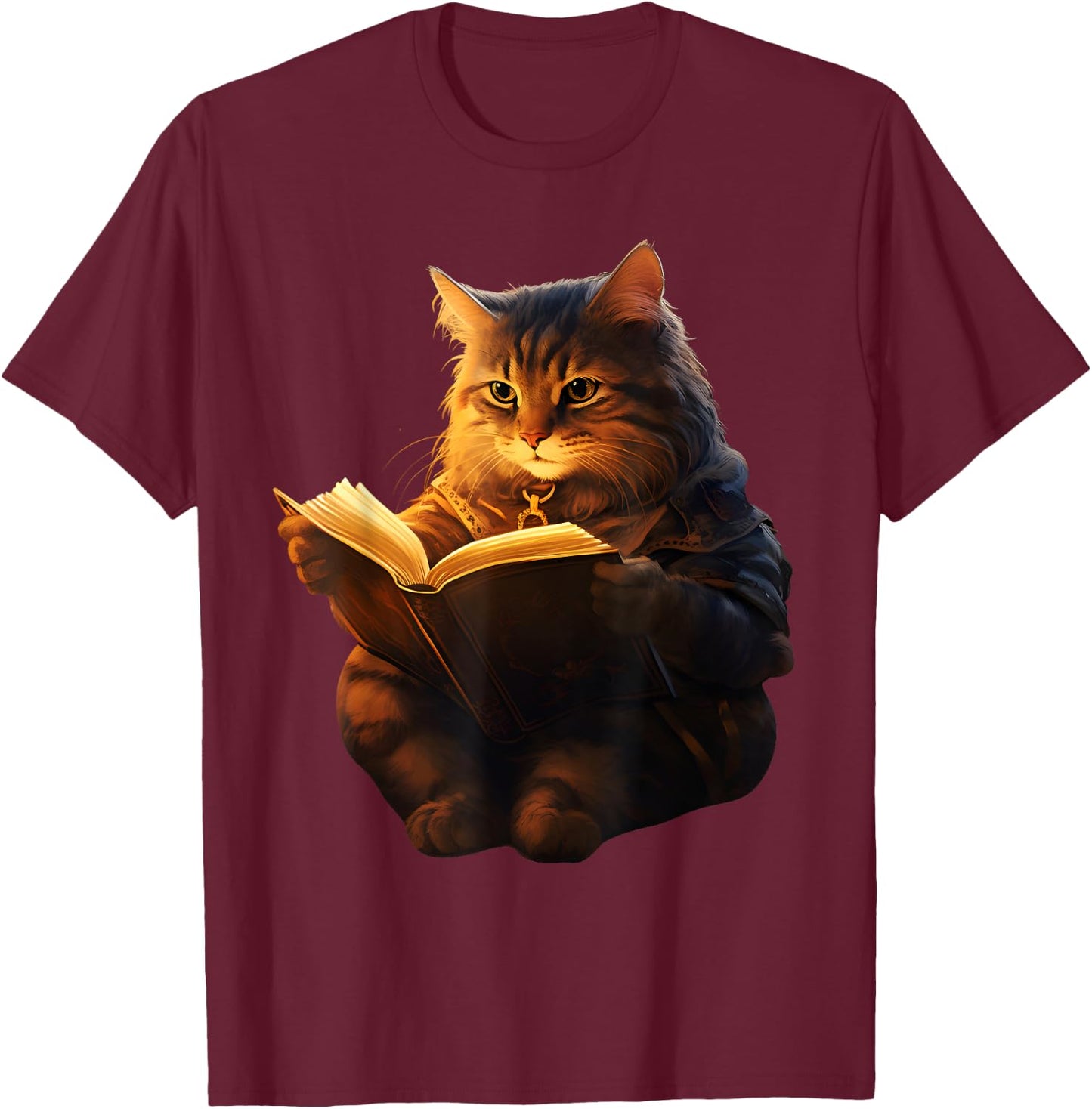 Funny Cats Reading A book graphic Cat Kitten Lovers T-Shirt - T-Shirt | Maroon