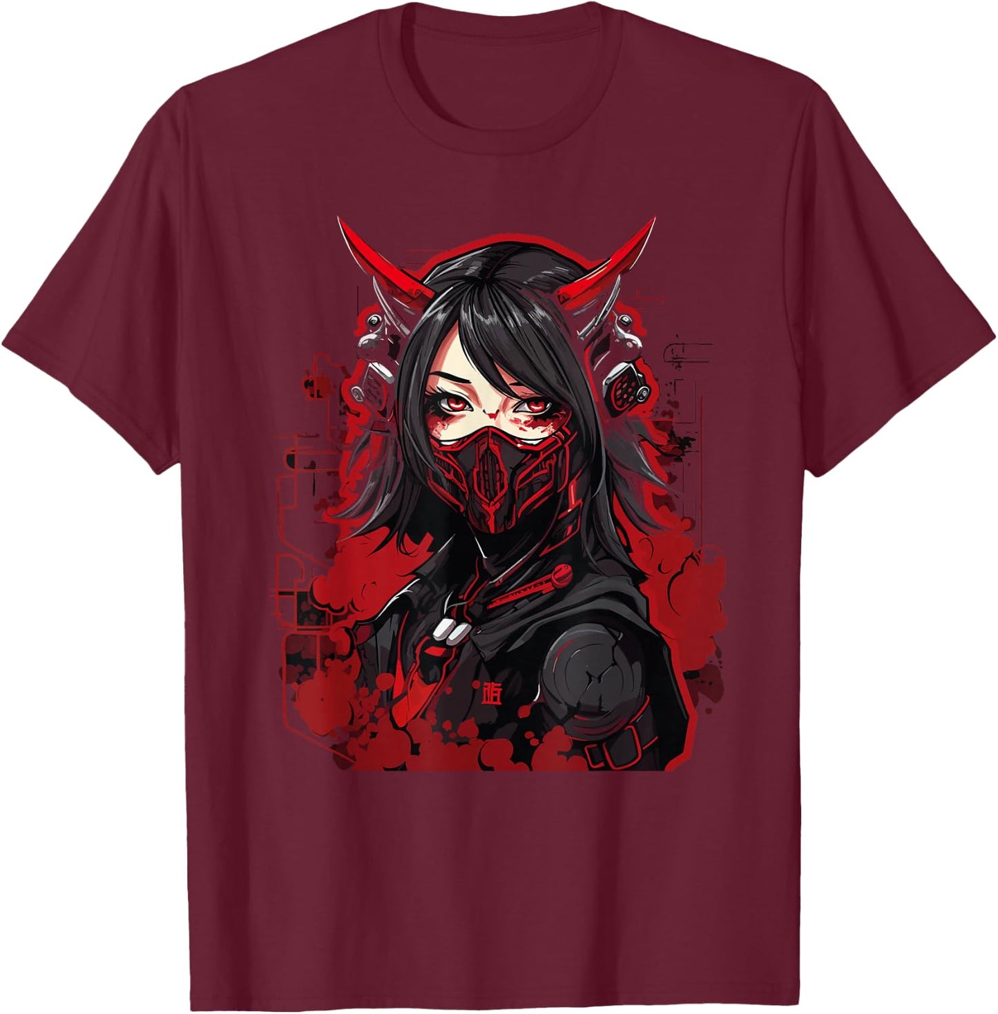 Anime Girl Gothic Waifu Japanese Aesthetic Kawaii Otaku T-Shirt - T-Shirt | Maroon