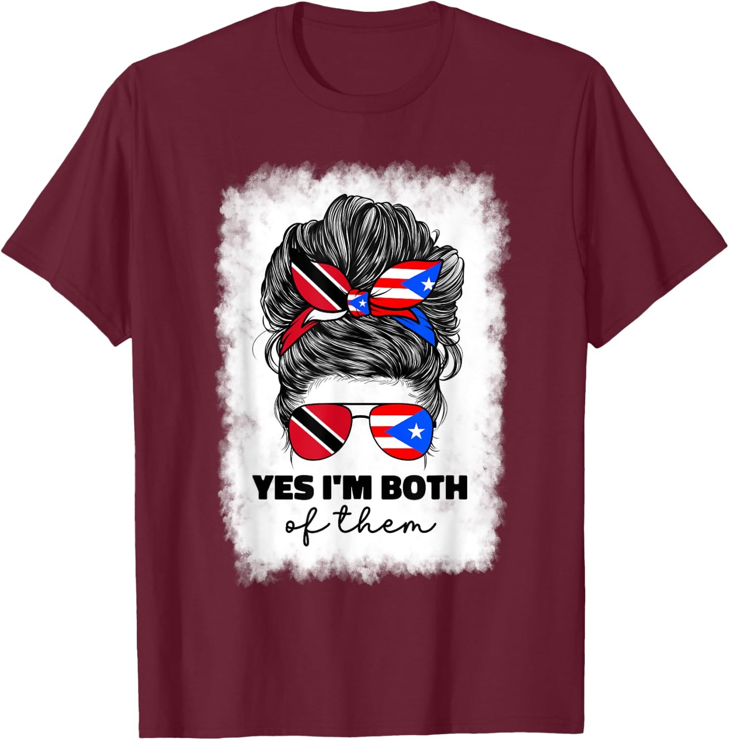 Trinidad And Puerto Rican Rico Flag Trinidadian Girl Women T-Shirt - T-Shirt | Maroon
