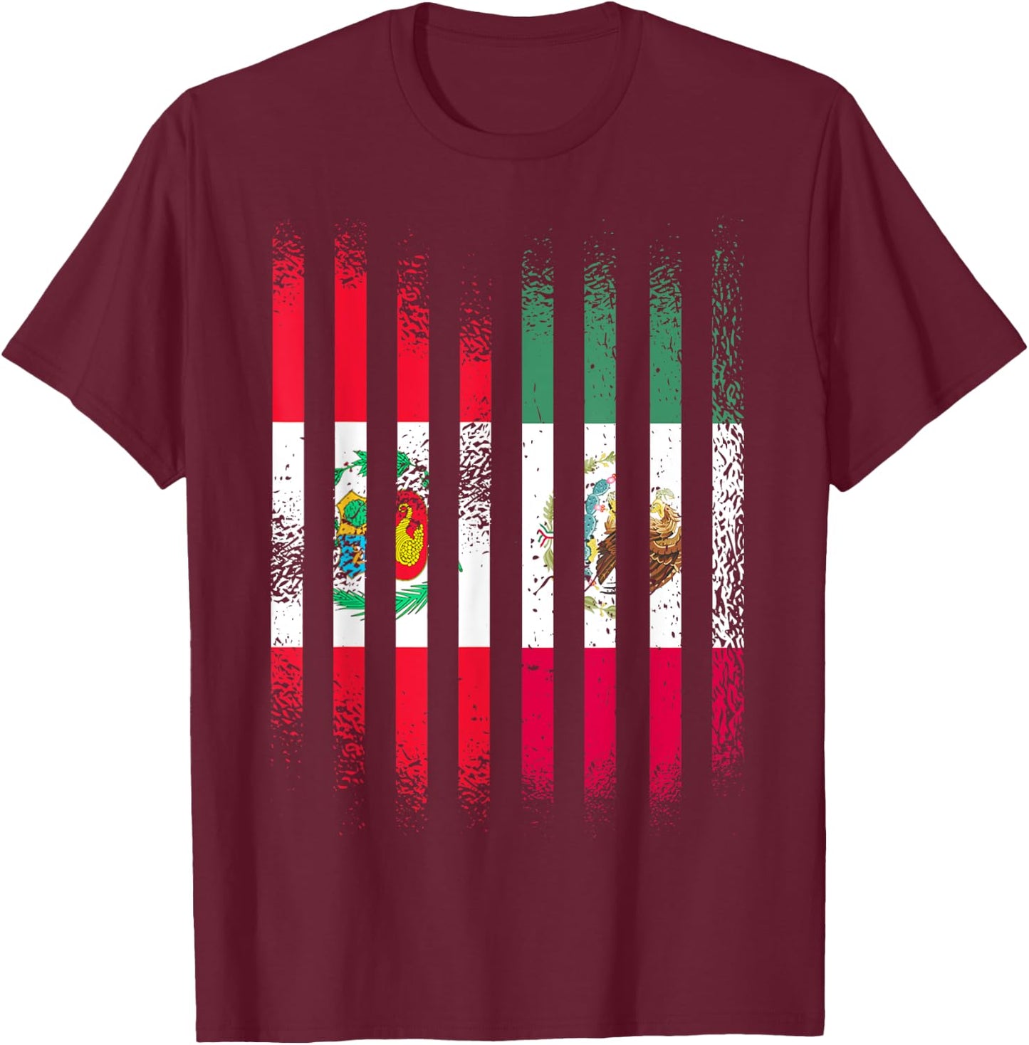 Peru Flag Mexico Grown Country Flags Stripes T-Shirt - T-Shirt | Maroon